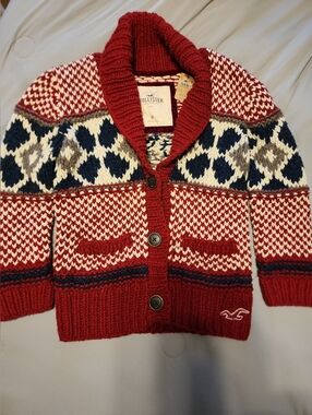 Vintage Y2K HOLLISTER Womens Hand Knit Cable Cardigan Sweater M NWT